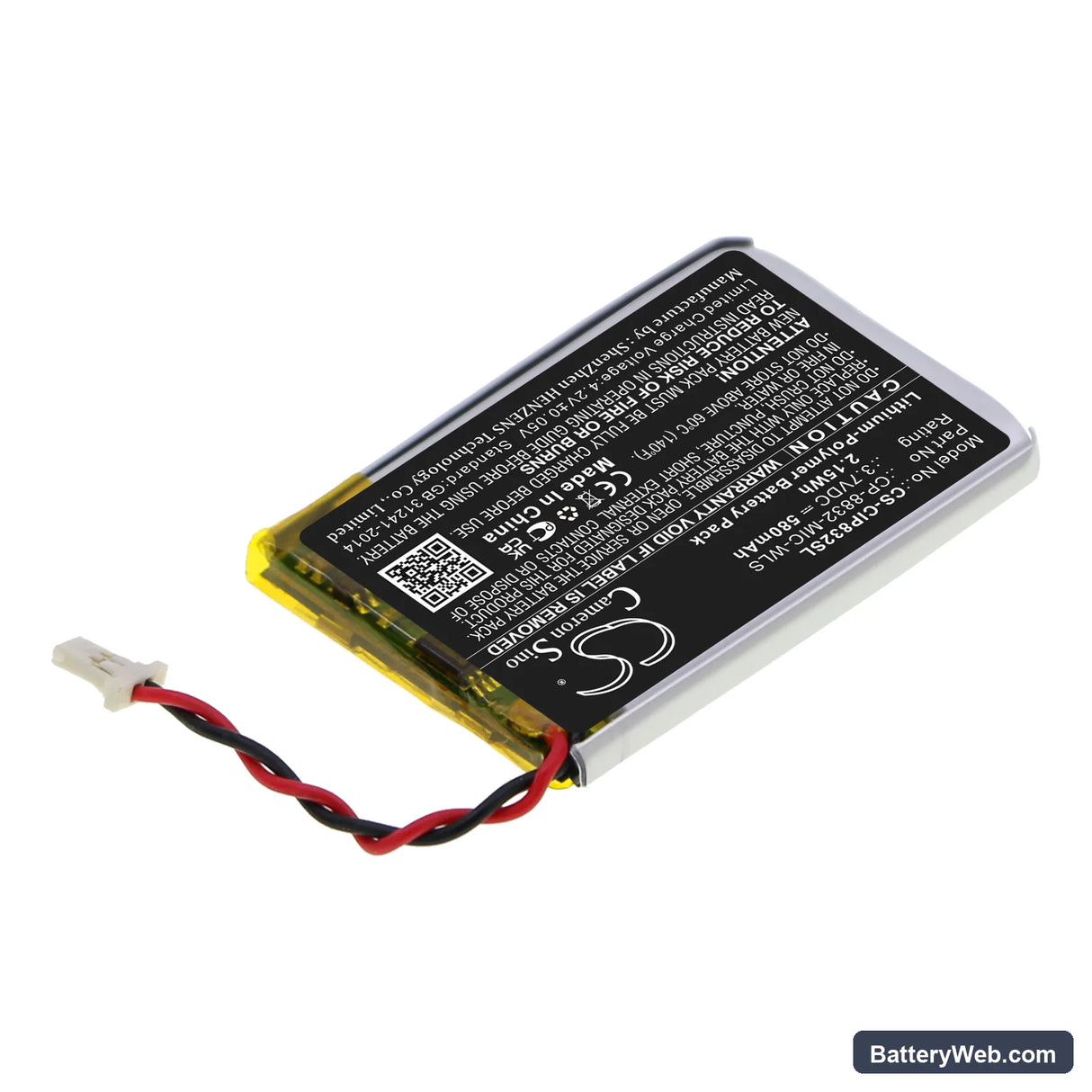 Cisco CP-8832 Wireless Expansion Microphone Replacement Battery, 3.7V, 580mAh, Li-Polymer 2