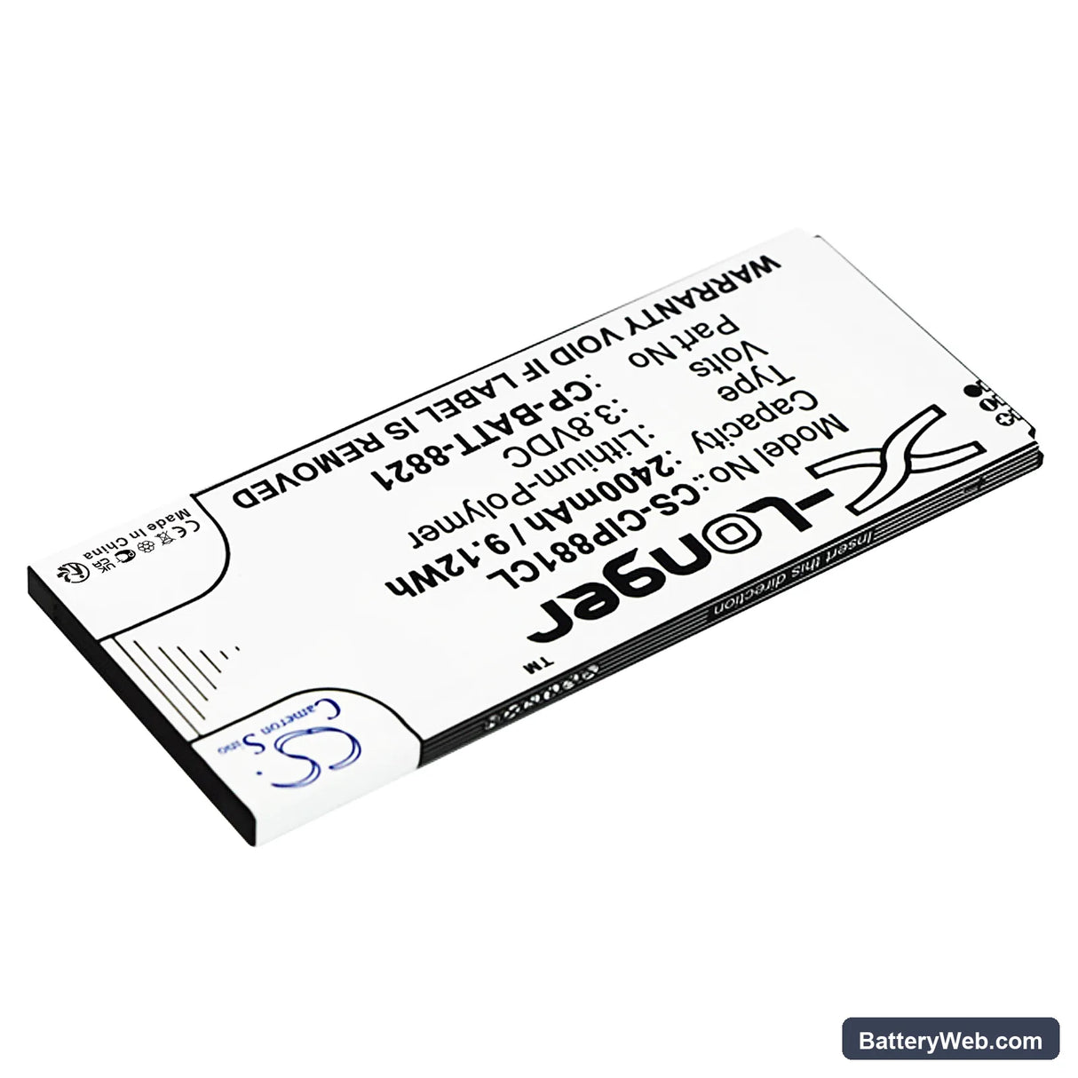 Cisco 8800 Replacement Battery, 3.8V, 2400mAh, Li-Polymer 2