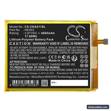 Cricket Dream 5G Replacement Battery, 3.87V, 4600mAh, Li-Polymer 3