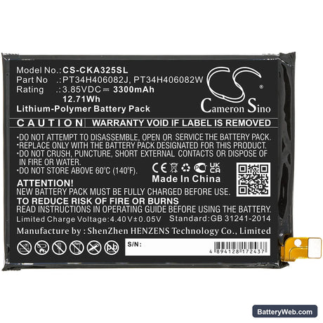 Wiko VOIX Replacement Battery, 3.85V, 3300mAh, Li-Polymer 3