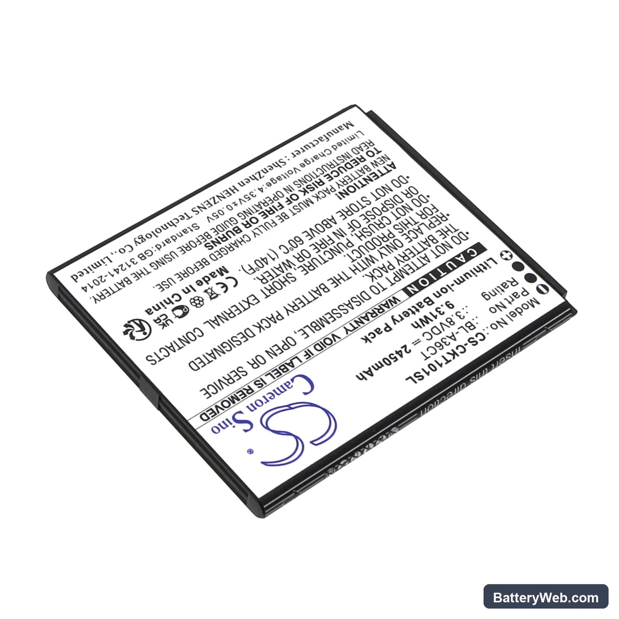 Cricket Debut Smart Replacement Battery, 3.8V, 2450mAh, Li-ion 2