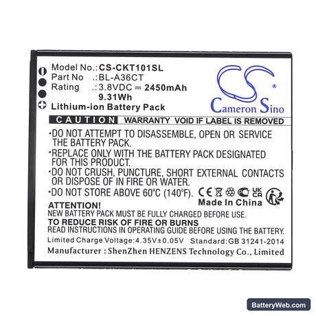 Cricket Debut Smart Replacement Battery, 3.8V, 2450mAh, Li-ion 3