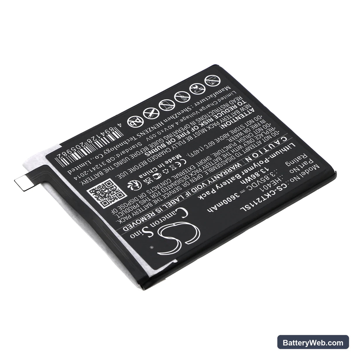 Cricket Splendor Replacement Battery, 3.85V, 3600mAh, Li-Polymer 2