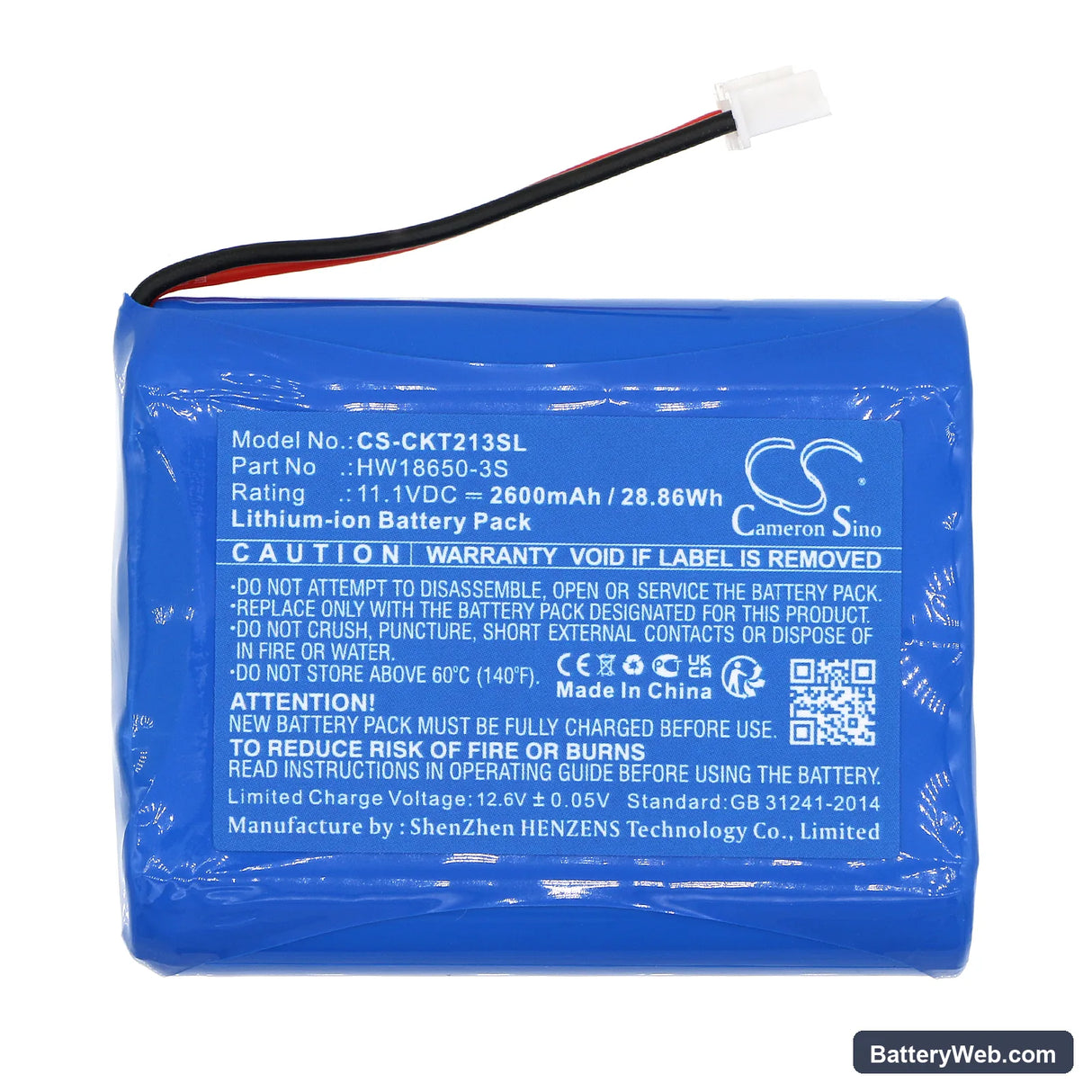 Clarke-Tech CT 2013 Replacement Battery, 11.1V, 2600mAh, Li-ion 3