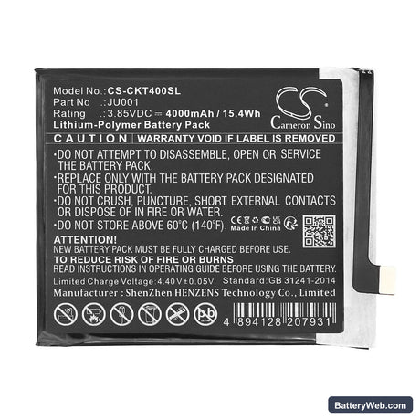 Cricket WTCKT01 Replacement Battery, 3.85V, 4000mAh, Li-Polymer 3