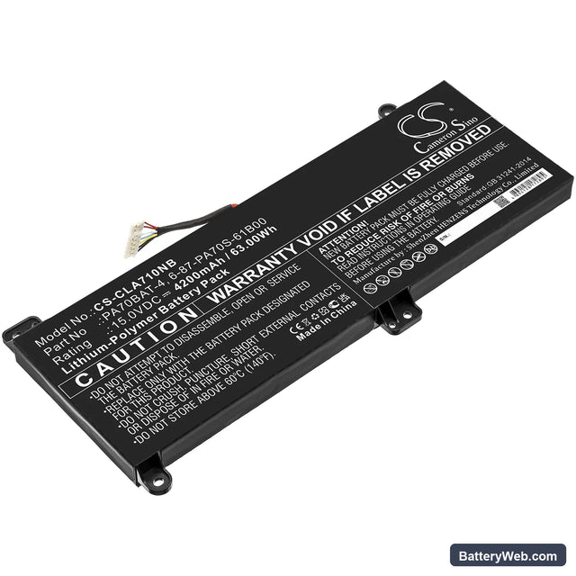 Hasee G97E Replacement Battery, 15V, 4200mAh, Li-Polymer 1
