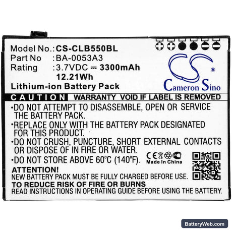 CipherLab CP55 Replacement Battery, 3.7V, 3300mAh, Li-ion 3