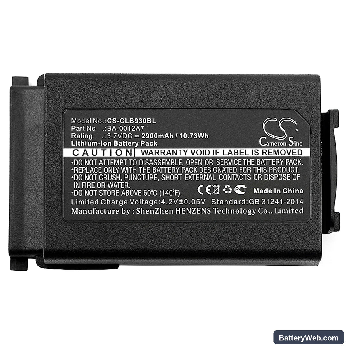 CipherLab 9300 Replacement Battery, 3.7V, 2900mAh, Li-ion 5