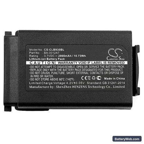 CipherLab 9300 Replacement Battery, 3.7V, 2900mAh, Li-ion 5
