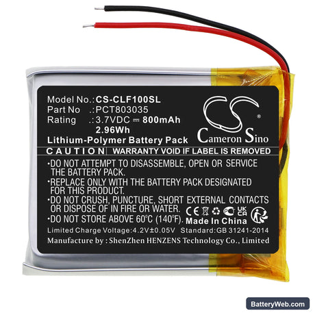 Cleer Flow Replacement Battery, 3.7V, 800mAh, Li-Polymer 3