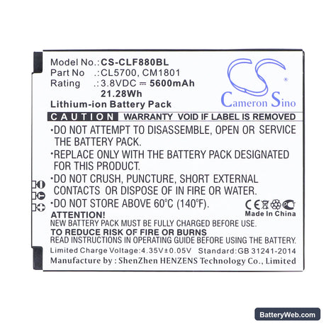 Cilico F880 Replacement Battery, 3.8V, 5600mAh, Li-ion 5