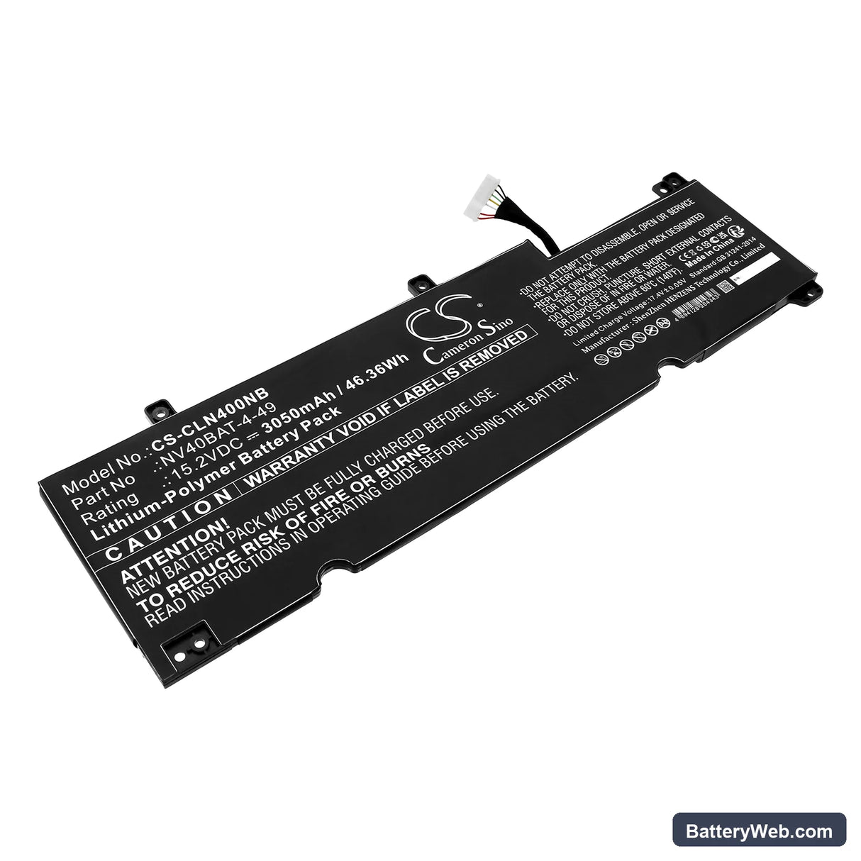 Sony VAIO FH14 Replacement Battery, 15.2V, 3050mAh, Li-ion 1