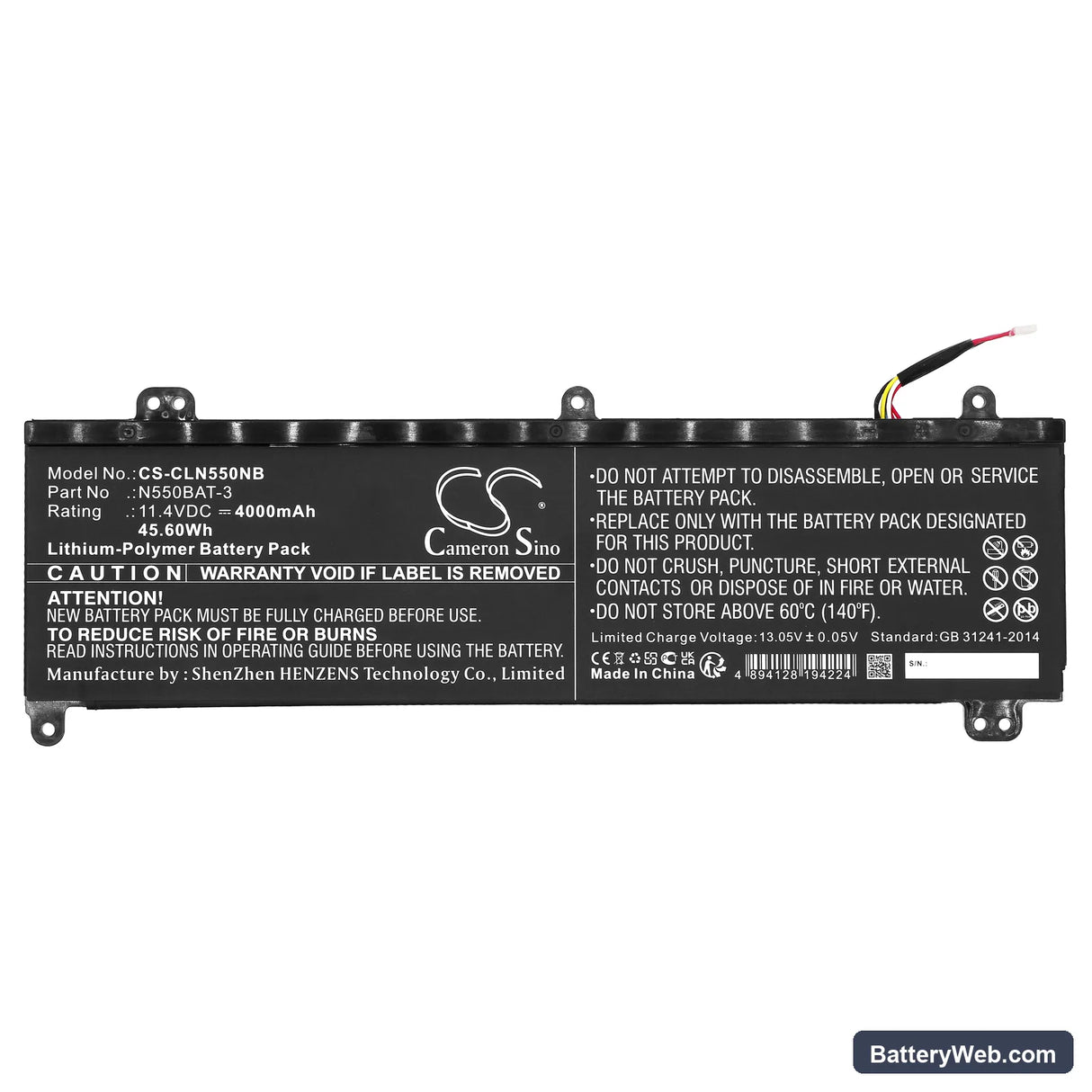 Machenike F57-D4 Replacement Battery, 11.4V, 4000mAh, Li-Polymer 3