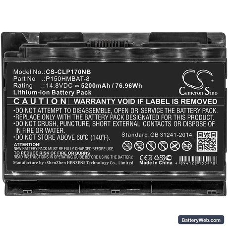 Schenker XMG P502 PRO Replacement Battery, 14.8V, 5200mAh, Li-ion 3
