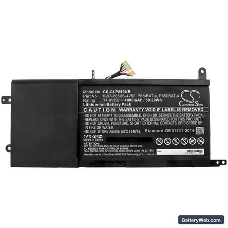 Hasee Z7-I7 8172 R2 Replacement Battery, 14.8V, 4000mAh, Li-ion 3