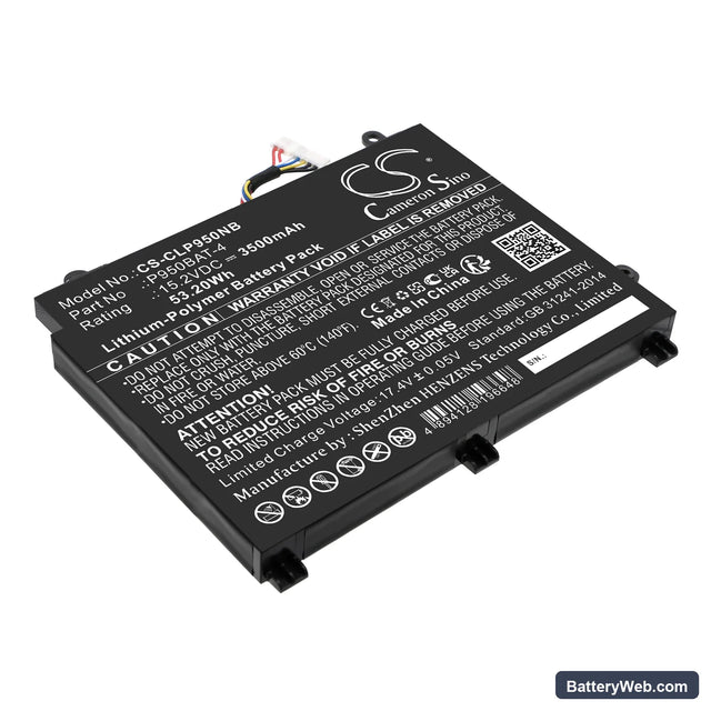 Sager NP8953 Replacement Battery, 15.2V, 3500mAh, Li-Polymer 1