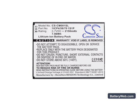 Custom Battery Pack Replacement Battery, 3.7V, 2150mAh, Li-ion 5
