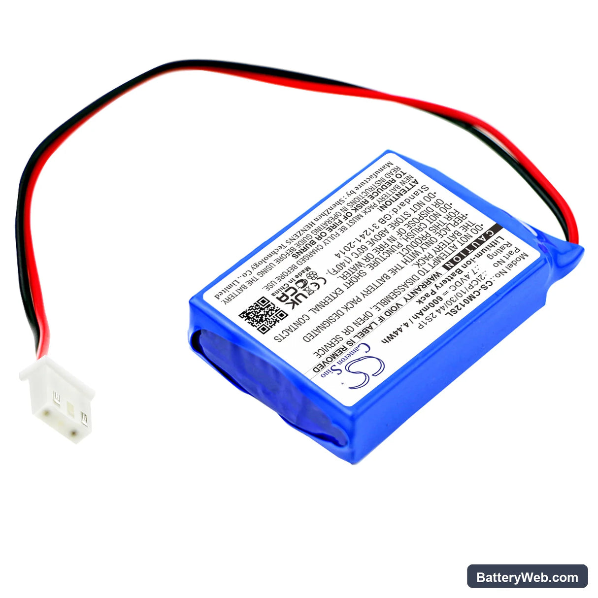 Custom Battery Pack Replacement Battery, 7.4V, 600mAh, Li-ion 2