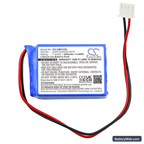 Custom Battery Pack Replacement Battery, 7.4V, 600mAh, Li-ion 3
