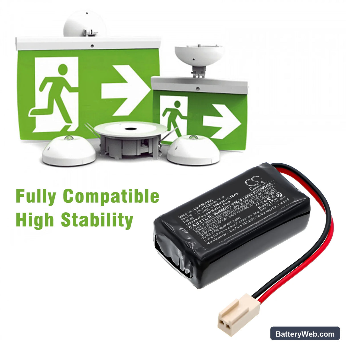 Neptolux EVE B0408 Replacement Battery, 7.4V, 700mAh, Li-Polymer 6