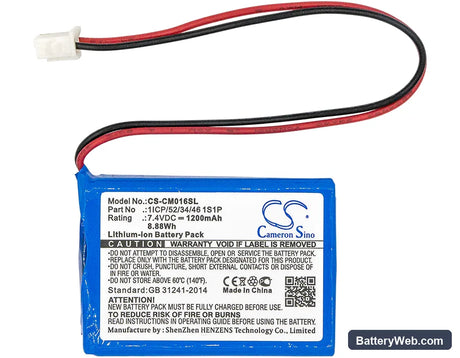 Custom Battery Pack Replacement Battery, 7.4V, 1200mAh, Li-ion 3