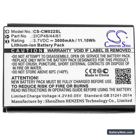 Custom Battery Pack Replacement Battery, 3.7V, 3000mAh, Li-ion 3