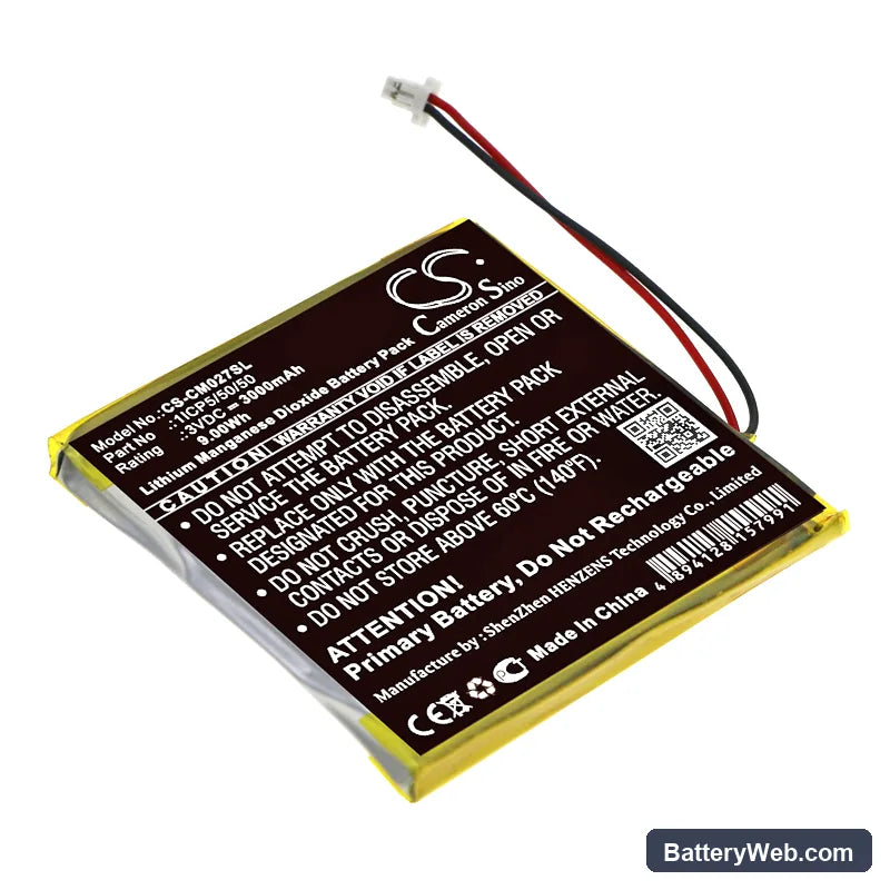 Custom Battery Pack Replacement Battery, 3V, 3000mAh, Li-MnO2 1