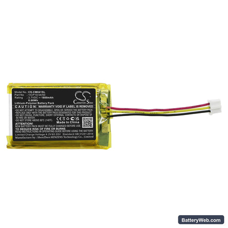 Custom Battery Packs Replacement Battery, 3.7V, 1800mAh, Li-Polymer 3