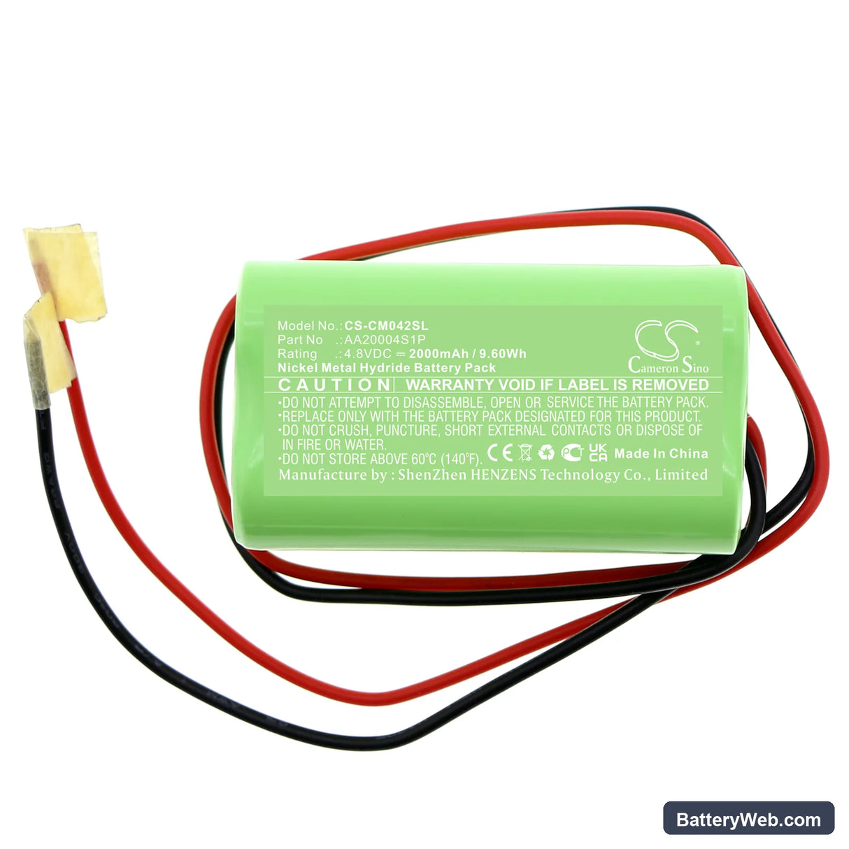 Custom Battery Packs Replacement Battery, 4.8V, 2000mAh, Ni-MH 3