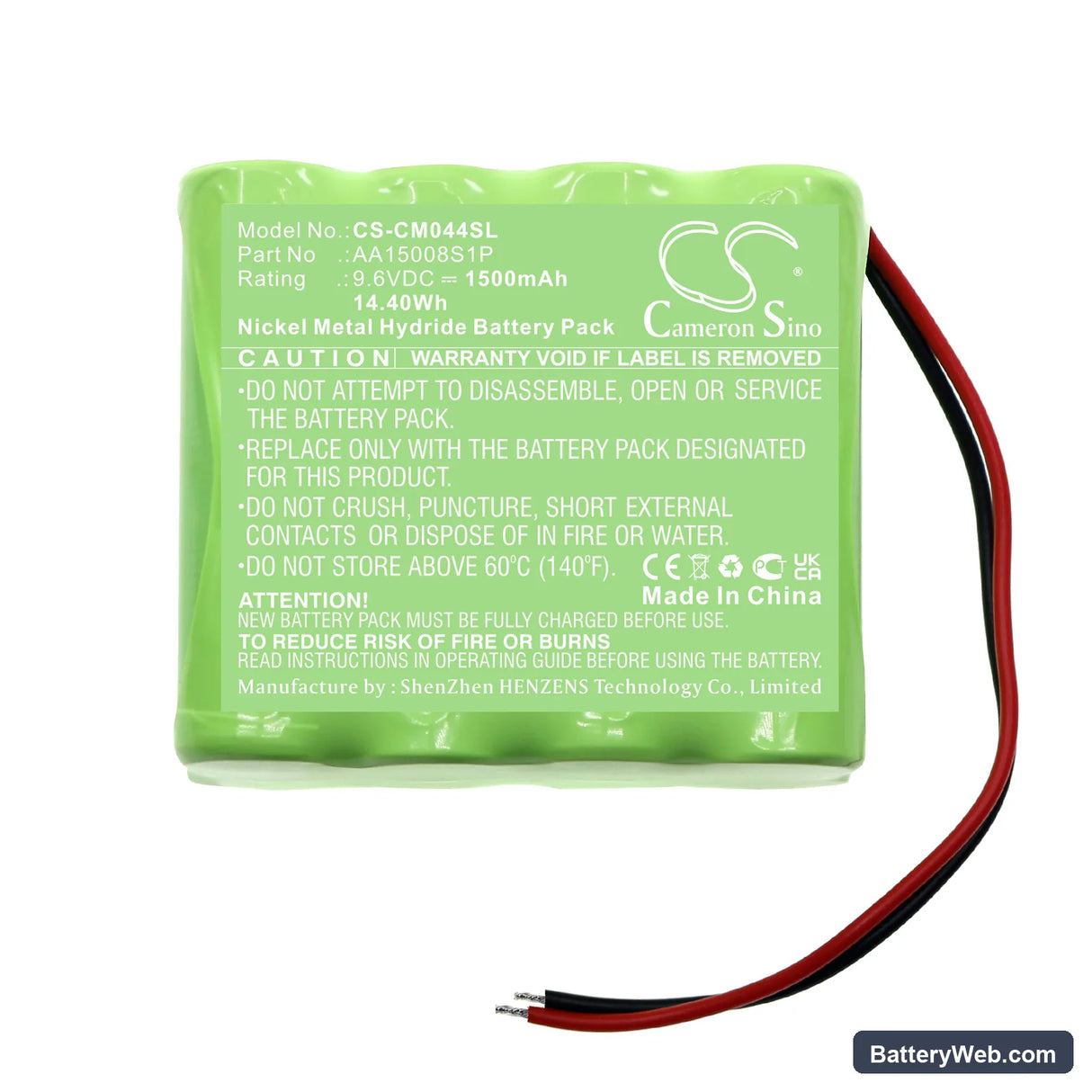 Custom Battery Packs Replacement Battery, 9.6V, 1500mAh, Ni-MH 3