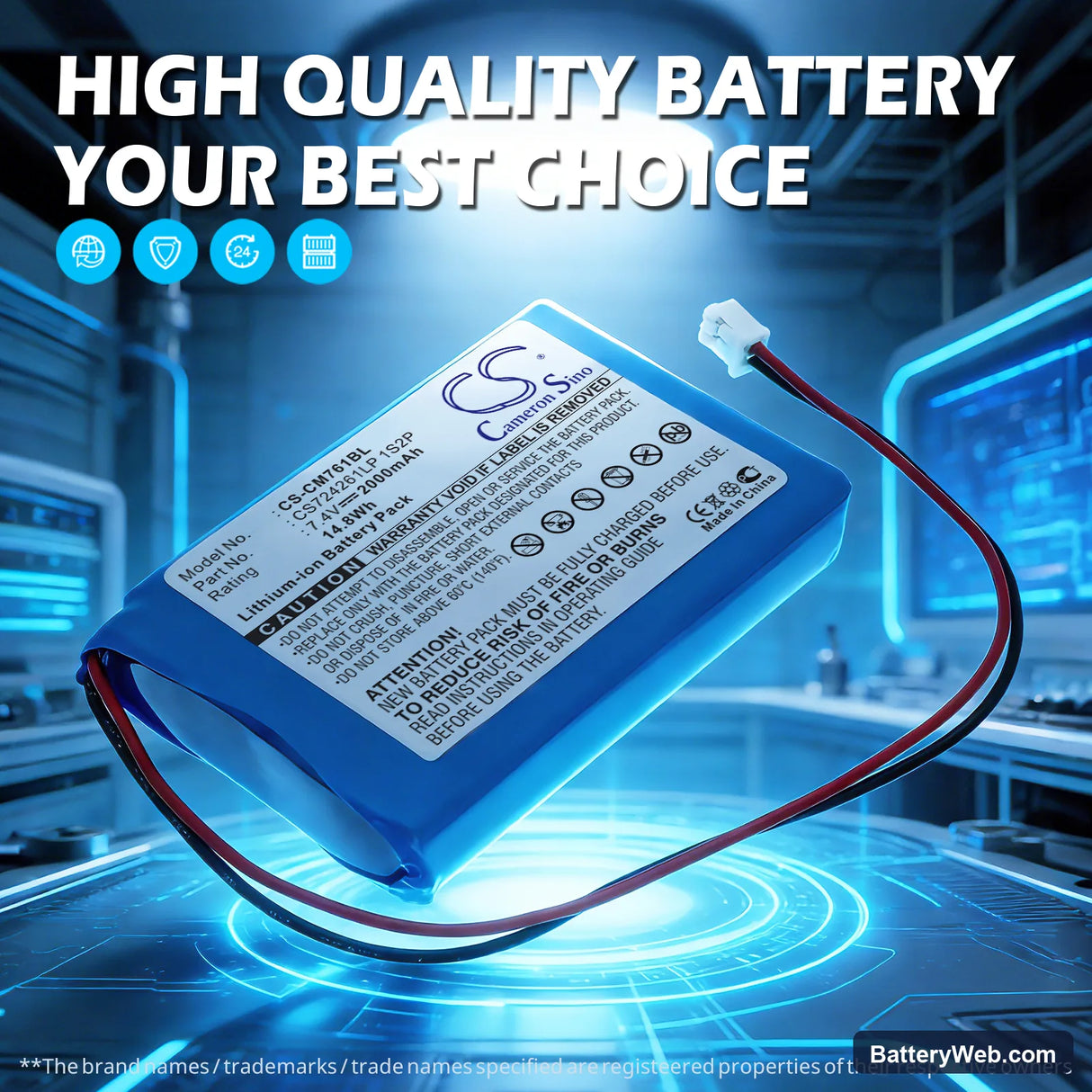 Olympia CM75 Replacement Battery, 7.4V, 2000mAh, Li-Polymer 7