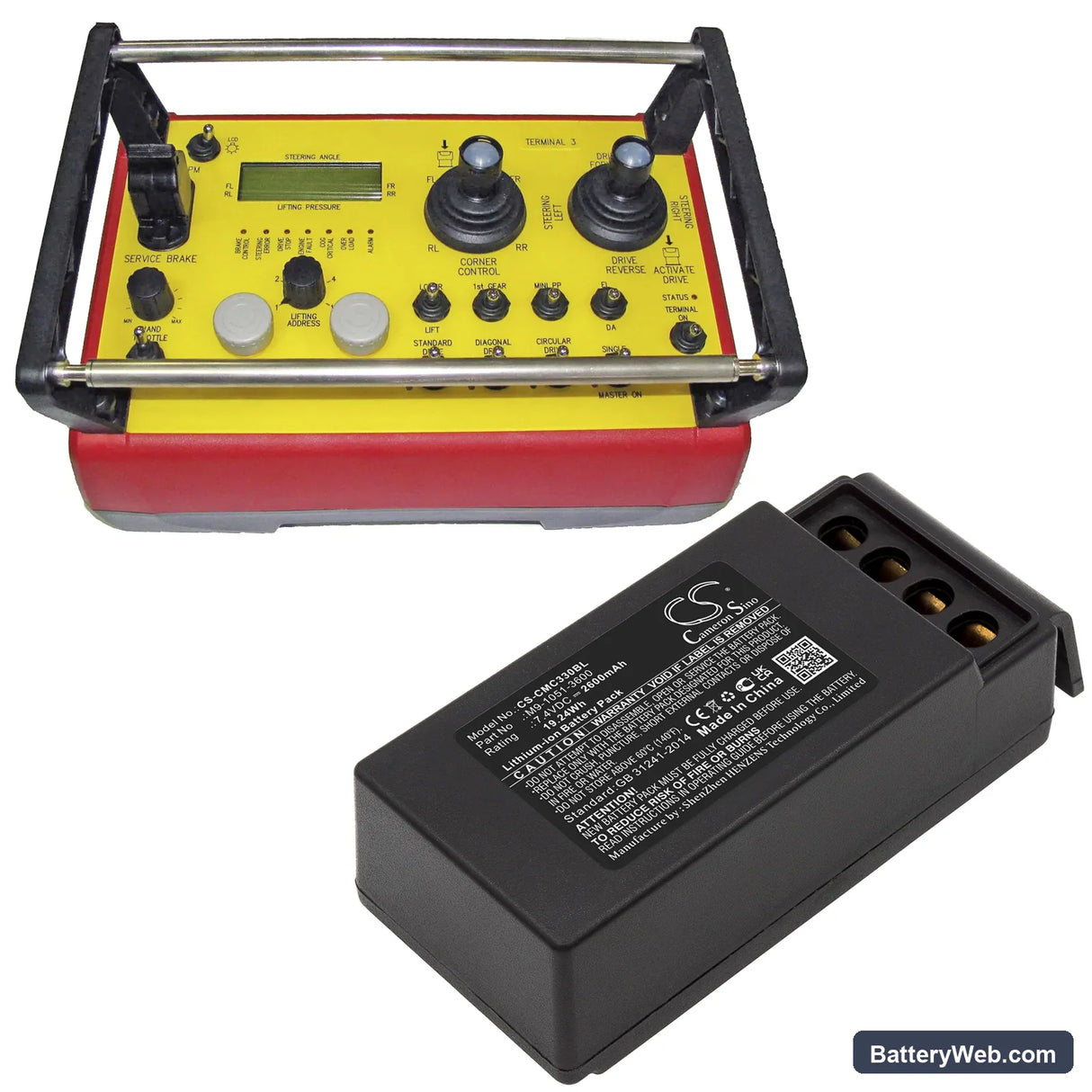 Cavotec MC3300 Replacement Battery, 7.4V, 2600mAh, Li-ion 4