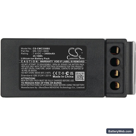 Cavotec MC3300 Replacement Battery, 7.4V, 3400mAh, Li-ion 3