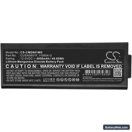 CU Medical iPAD SAVER NF1200 Replacement Battery, 12V, 4050mAh, Li-MnO2 5