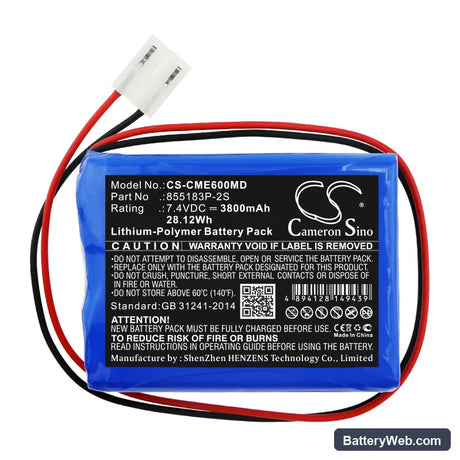 CONTEC ECG-600G Replacement Battery, 7.4V, 3800mAh, Li-Polymer 3