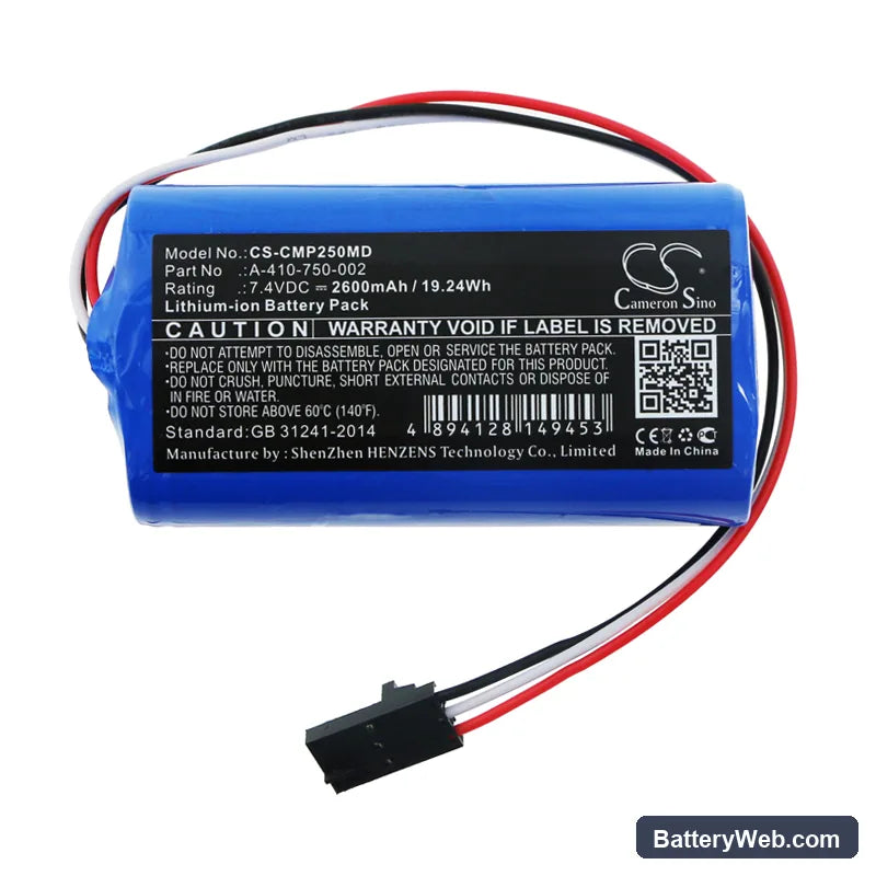 COSMED Pony FX NTA2531 Replacement Battery, 7.4V, 2600mAh, Li-ion 3