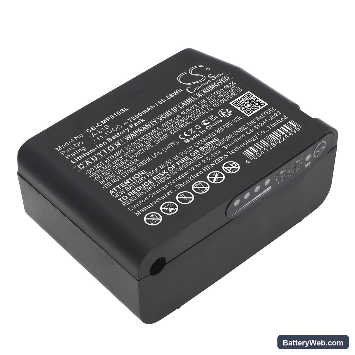 Comptyco A-81S Fusion Splicer Replacement Battery, 11.1V, 7800mAh, Li-ion 1