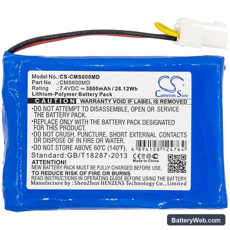 CONTEC CMS6000 Replacement Battery, 7.4V, 3800mAh, Li-Polymer 3
