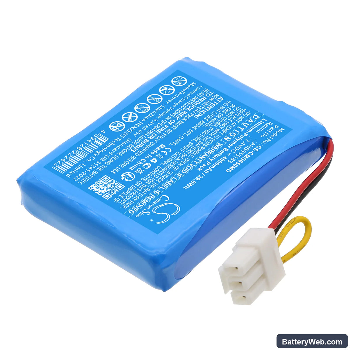 CONTEC CMS5000 Replacement Battery, 7.4V, 4000mAh, Li-Polymer 2