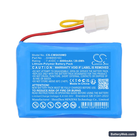 CONTEC CMS5000 Replacement Battery, 7.4V, 4000mAh, Li-Polymer 3