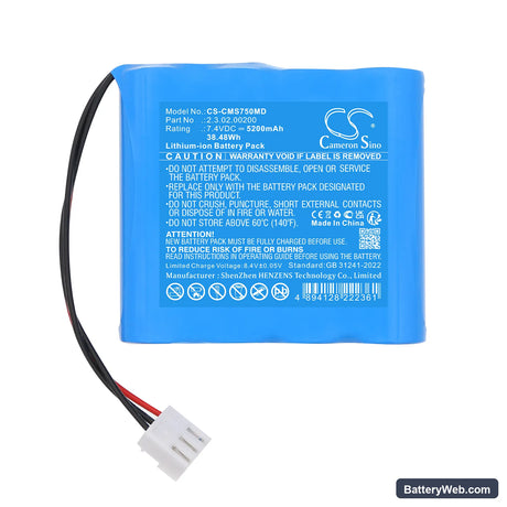 CONTEC HMS7500 Replacement Battery, 7.4V, 5200mAh, Li-ion 3
