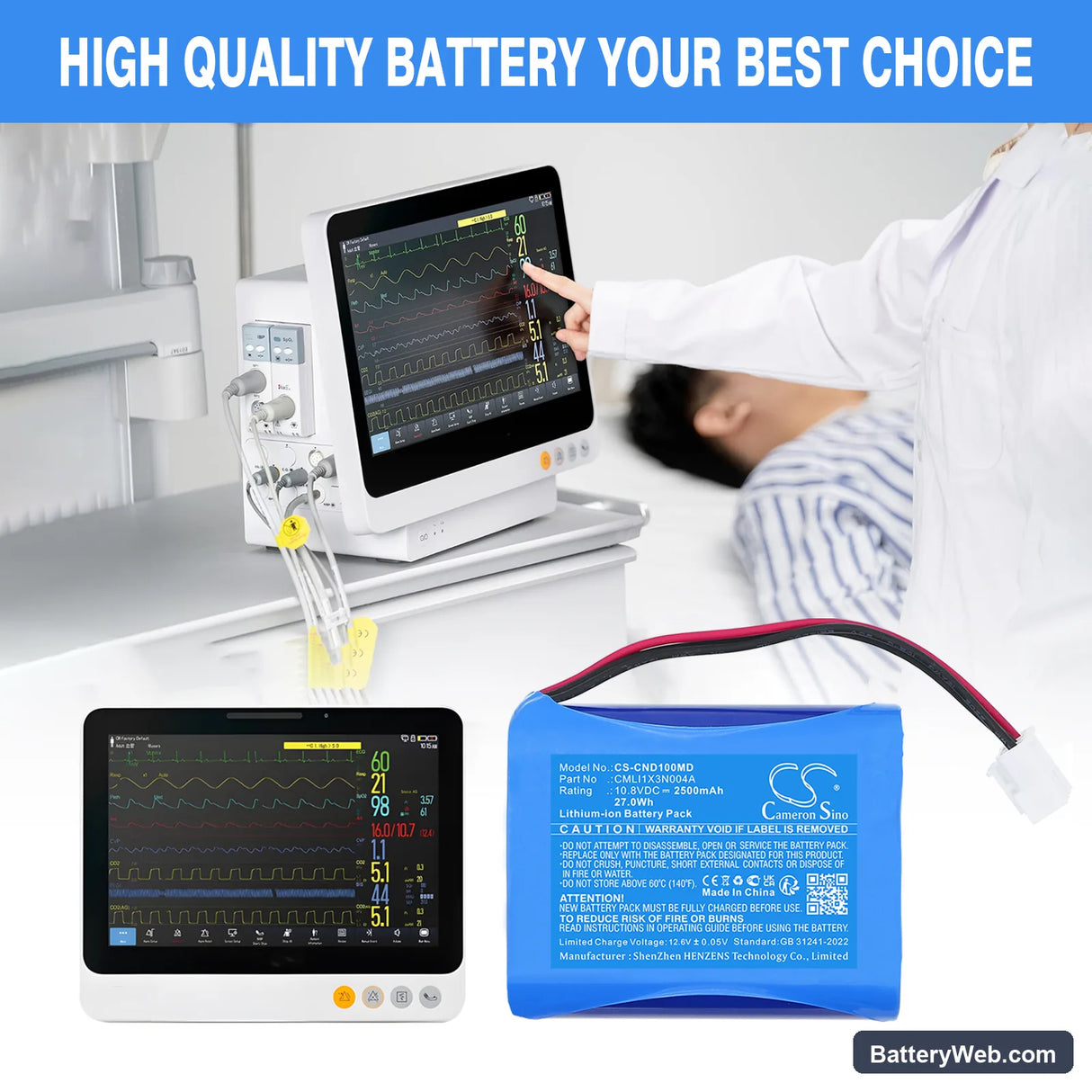 COMEN ND10 Monitor Replacement Battery, 10.8V, 2500mAh, Li-ion 6