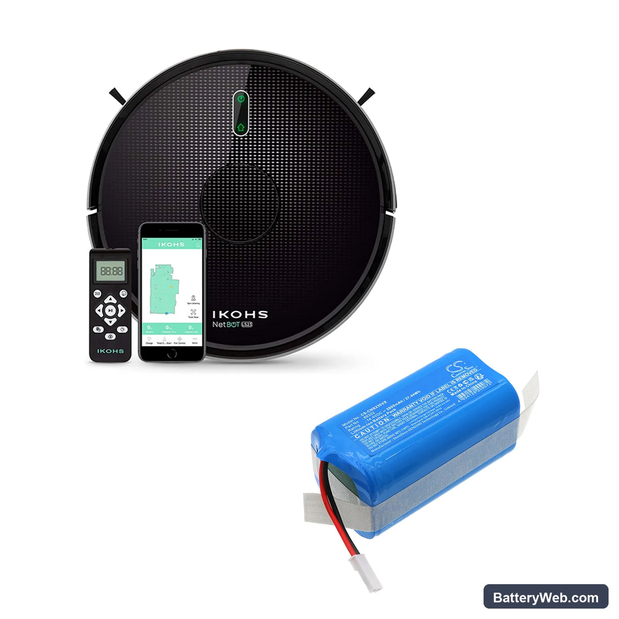 Ikohs Create Netbot LS23 Replacement Battery, 14.4V, 2600mAh, Li-ion 6