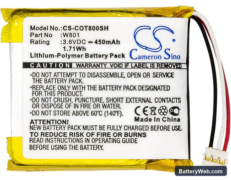 Codio K8 Replacement Battery, 3.8V, 450mAh, Li-Polymer 5