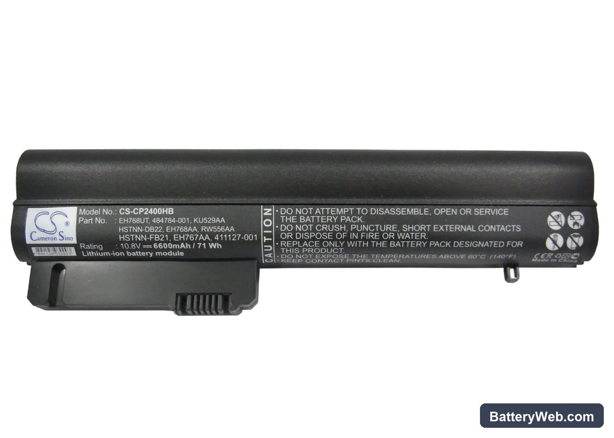 Compaq Business Notebook nc2400 Replacement Battery, 10.8V, 6600mAh, Li-ion 5