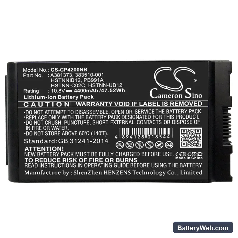 HP Business Notebook NC4400 Replacement Battery, 10.8V, 4400mAh, Li-ion 5