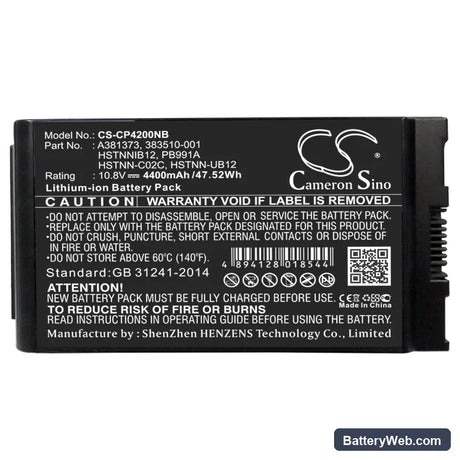 HP Business Notebook NC4400 Replacement Battery, 10.8V, 4400mAh, Li-ion 5