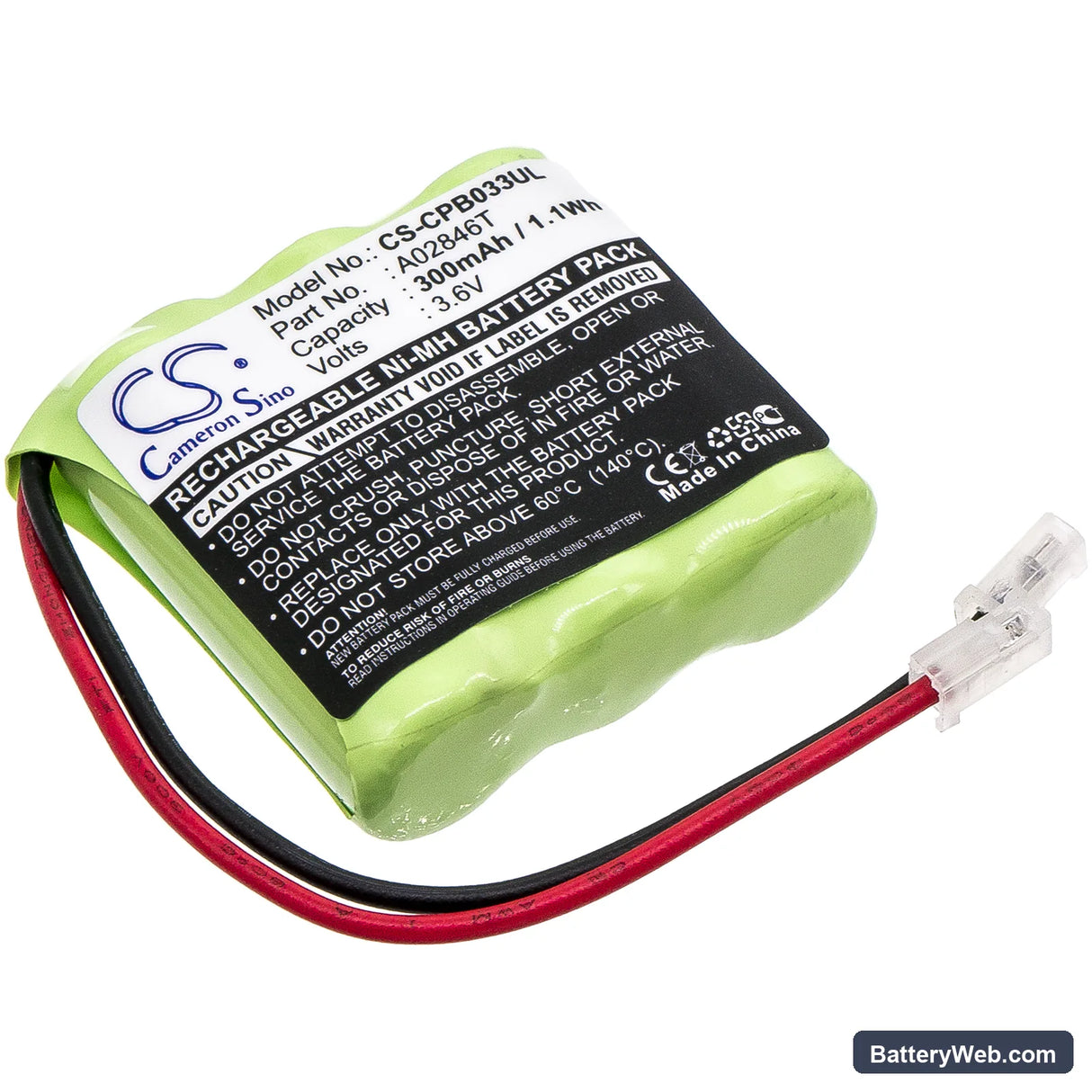 Universal 2/3AAA x 3 Replacement Battery, 3.6V, 300mAh, Ni-MH 1