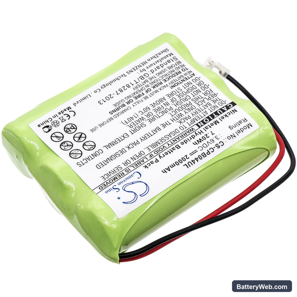 Sanyo CLT880 Replacement Battery, 3.6V, 2000mAh, Ni-MH 2