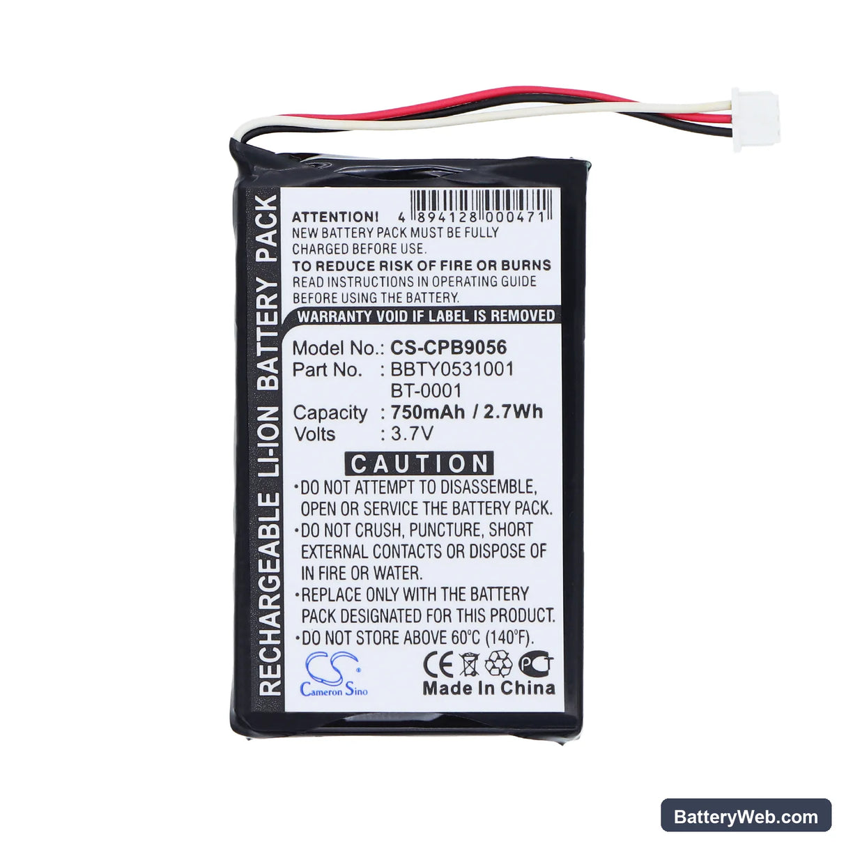 Uniden DCX770 Replacement Battery, 3.7V, 750mAh, Li-ion 3